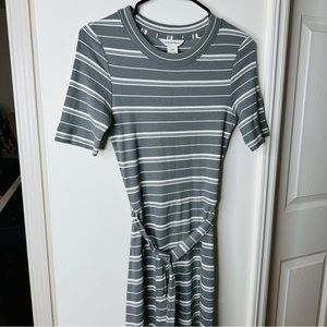 Club Monaco gray striped midi dress